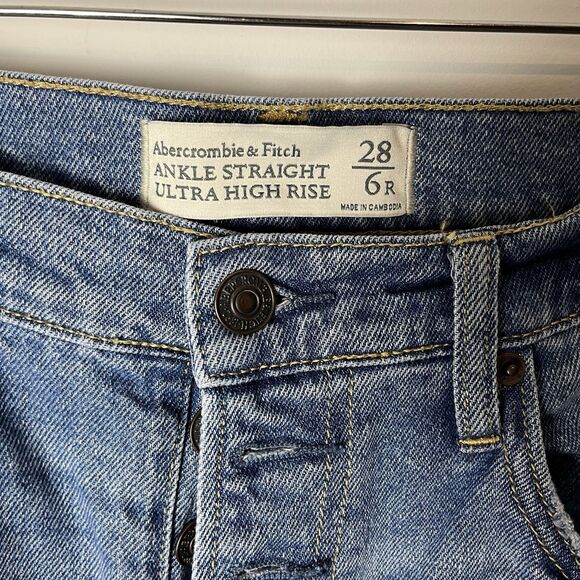 abercrombie fitch ankle straight ultra high rise Jeans Distressed Size 28 - Picture 2 of 10